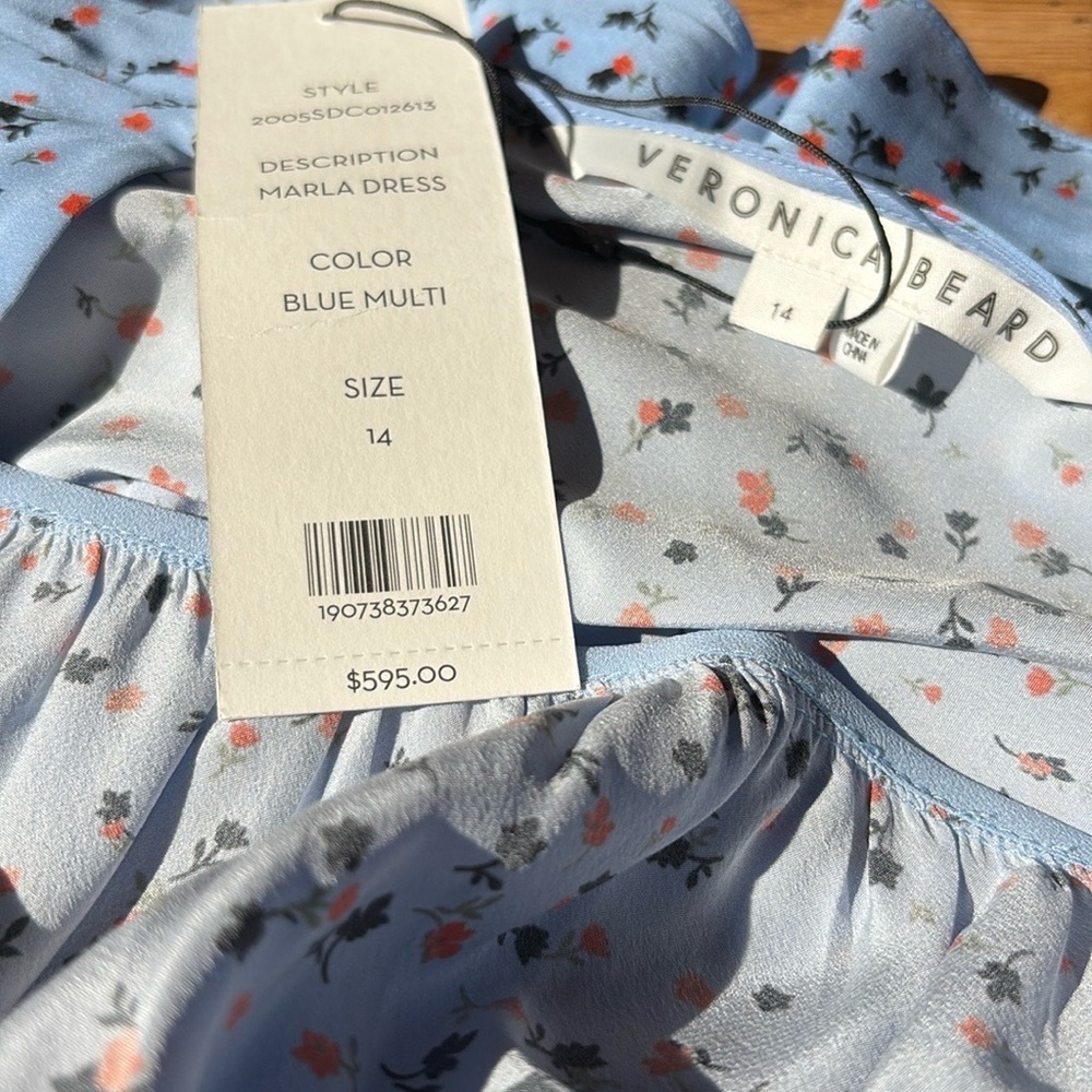 NWT Veronica Beard Marla Floral Blue Dress. Size 14 - Picture 4 of 12